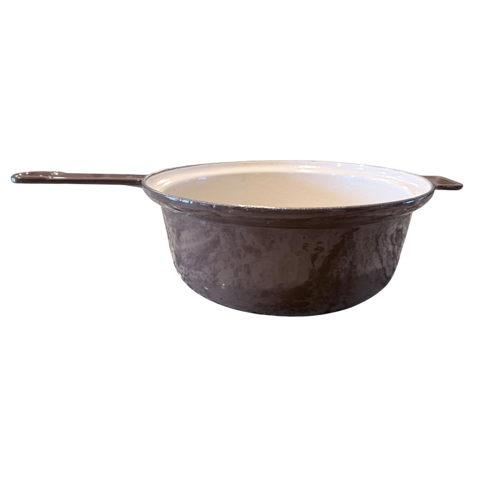 Cousances Made In France 22 Enamel Cast Iron Saucepan Brown‎ Vintage Le Creuset